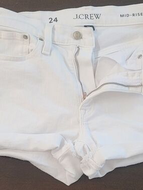 J.Crew White Mid-Rise Denim Shorts